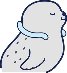 クールネックリングを付けるアザラシのイラスト