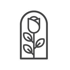 rose logo icon line art black and white design