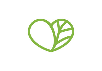 love leaf logo design. green heart nature symbol icon vector