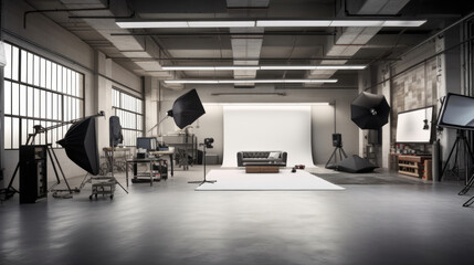 Modern interior of photo studio. Making it a perfect space for capturing professional and artistic photographs