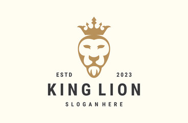 King lion logo vector icon illustration hipster vintage retro