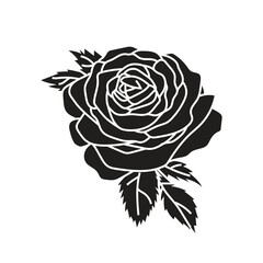 isolated tattoo rose flower 2d vector art illustration silhouette 