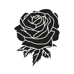 isolated tattoo rose flower 2d vector art illustration silhouette 