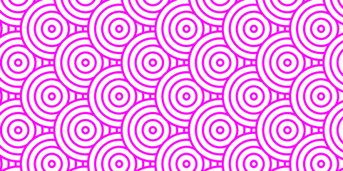 Seamless pink pattern with circles fabric curl backdrop. Seamless overloping pattern with waves pattern with waves and pink geomatices retro background.	
