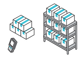 バーコードを使った在庫管理のベクターイラスト素材