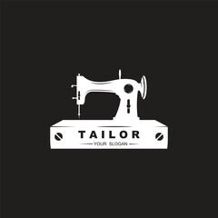 Tailor vector logo design. Sewing old machine icon