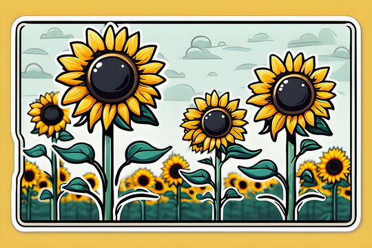 sunflowers on a blue background, generative ai
