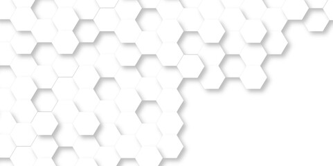 Seamaless Abstract background with hexagons. 3d Hexagonal structure futuristic white background and Embossed Hexagon , honeycomb white Background ,light and shadow ,Vector.