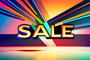 abstract illustration for sale concept, banner for black friday or any other sale event done in 90s style, bold vivid colours, nostalgia vibes created with generative ai technology