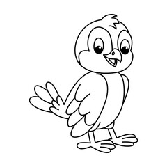 Funny bird cartoon vector coloring page