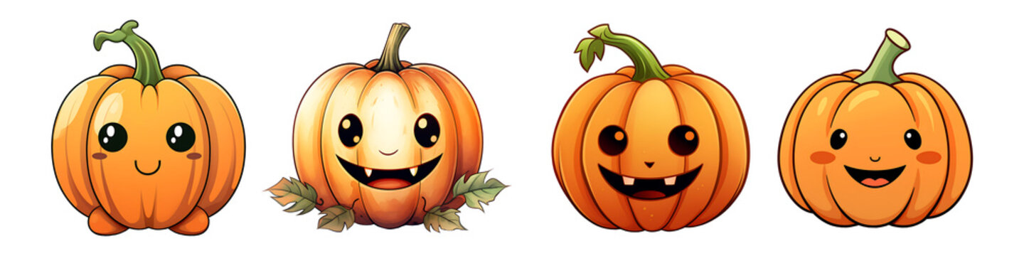 jack o lanterns, Cute halloween pumpkin with transparent background, Generative AI Technology