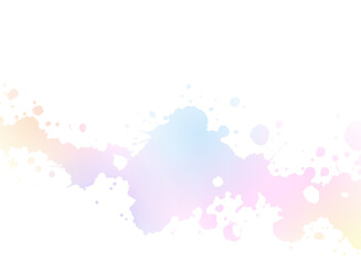 水彩絵の具のようなパステルカラーのインクが飛び散るイラスト
