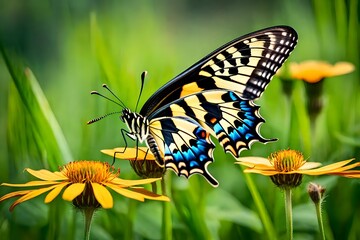 butterfly on a sunflower generated by AI tool