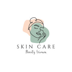 hand drawn logo line art abstract feminine beauty salon spa cosmetic care design vector illustration minimalism