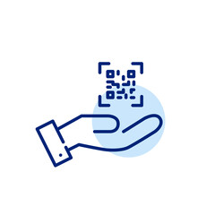 QR code in a hand. Payments, links and product information. Pixel perfect, editable stroke icon