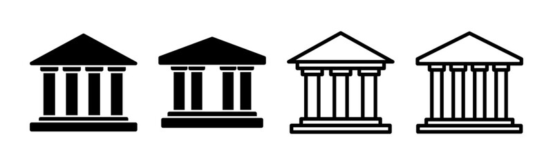 Bank icon set illustration. Bank sign and symbol, museum, university