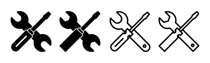 Repair tools icon set illustration. tool sign and symbol. setting icon. Wrench and screwdriver. Service