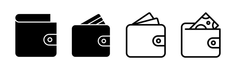 Wallet icon set illustration. wallet sign and symbol