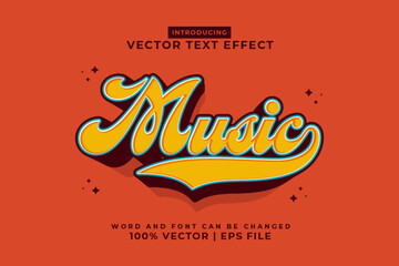 Editable text effect Music 3d cartoon style premium vector