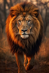 Obraz premium Lion, Wildlife Photography, Generative AI