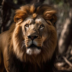 Obraz premium Lion, Wildlife Photography, Generative AI