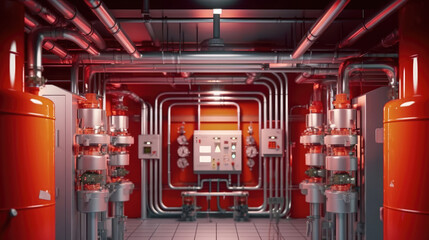 The fire protection piping room