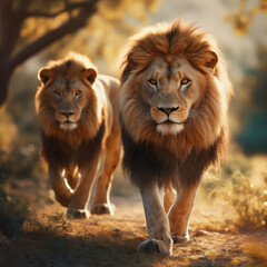 Fototapeta premium Lion, Wildlife Photography, Generative AI