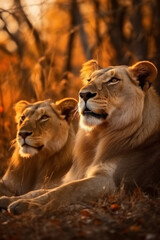 Plakat Lion, Wildlife Photography, Generative AI