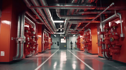 The fire protection piping room