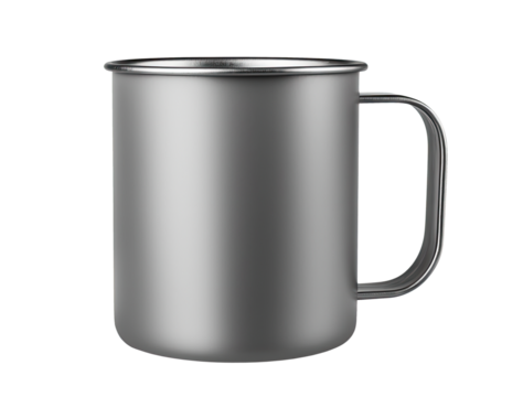 Steel touristic mug isolated on transparent background