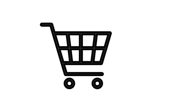 Animated Shopping Cart Icon on white Background. Shop Concept 