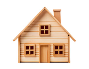 Obraz na płótnie Canvas Toy wooden house isolated on transparent background, front view