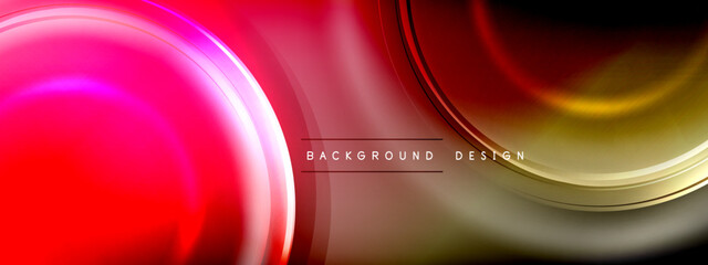Circles lines and bubbles on bright glowing effect gradient with light and shadow effects. Dynamic interplay of light, shadow and depth. Futuristic and rhythmic technology design