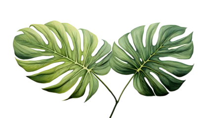 Fototapete Monstera green leaf isolated on white