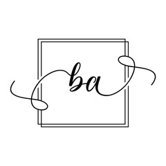 BA Initial handwriting minimalist logo Design