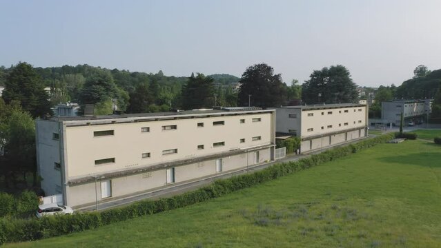 Flying towards renowned Olivettif in Ivrea