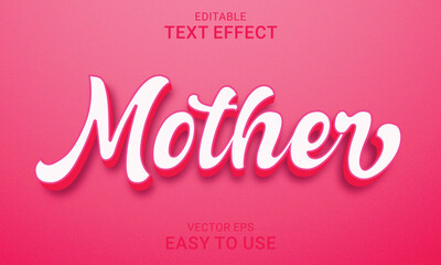 Mother Editable 3D Text Effect Style Pink