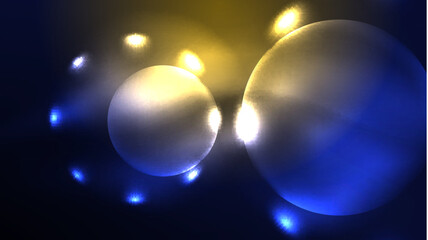 Circles with bright neon shiny light effects, abstract background wallpaper design