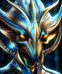 Generative AI Illustration of a Exotic Metallics - A Hypnotic Alien
