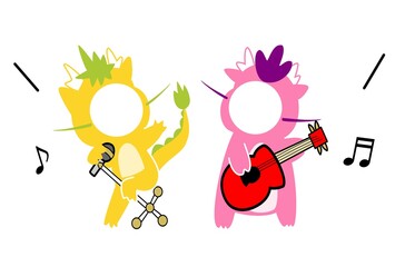 2024年のかわいい顔ハメ年賀状、辰年ロック。