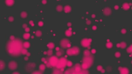 Playful pink confetti elegantly falls, creating movement and celebration. Small, circular shapes vary in size. Against the dark background, these pink circles appear in sharp contrast