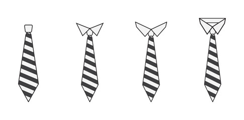 Tie icon set. Necktie graphic illustration. Vector tie icon, tie icon line style, outline tie on white background Suitable for website design, logo, app, template, and ui.