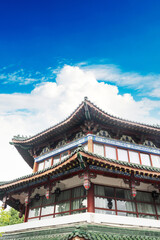 Beautiful traditional pavilion with blue sky view in the outdoor