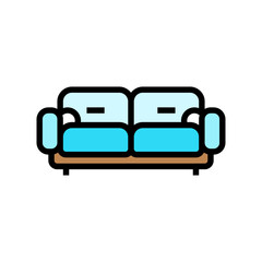 Plakat sofa soft cozy color icon vector. sofa soft cozy sign. isolated symbol illustration