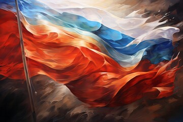 Painting style of Russian Flag. Russia National Flag