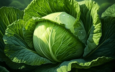 Obraz premium cabbage. n the vegetable garden, vibrant green cabbages nearing harvest are growing fresh and appetizingly. Generative AI