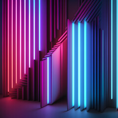 bars of neon lights, an illustration, futuristic and bold 