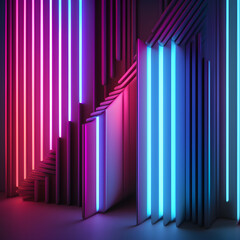 Fototapeta premium bars of neon lights, an illustration, futuristic and bold 