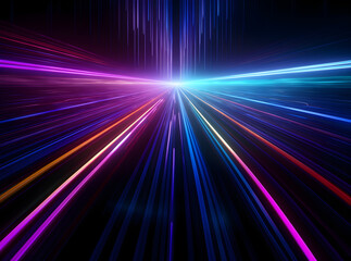 Obraz premium zooming neon lights into the distace, starboard, warp speed 