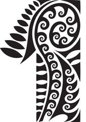 Ornamental Number ONE in Maori Pacific style - obrazy, fototapety, plakaty